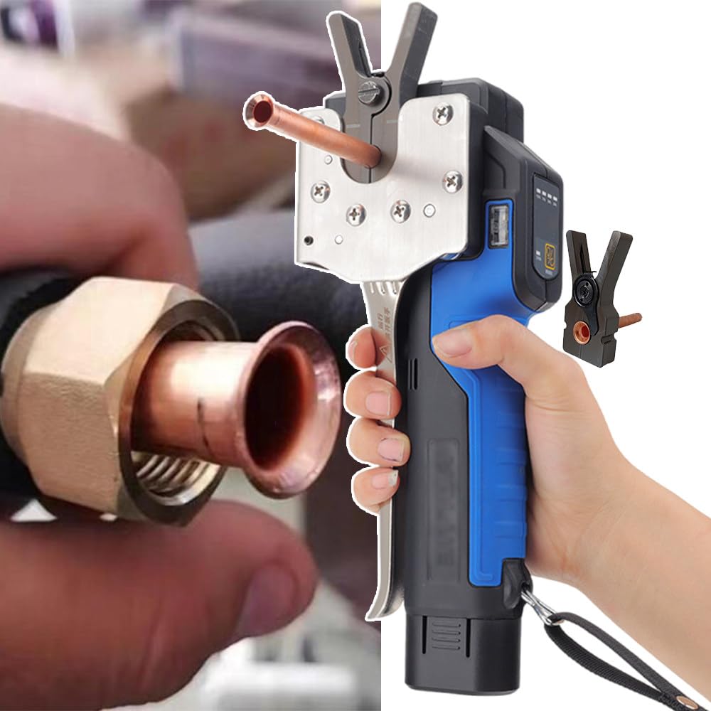BrightFootBook Power Flaring Tool with 9 Size Clamps (Φ 6mm-Φ 19mm OD), Metric and Inch 2 in 1 Expander Tool, 1/4" a 3/4" OD,2Battery