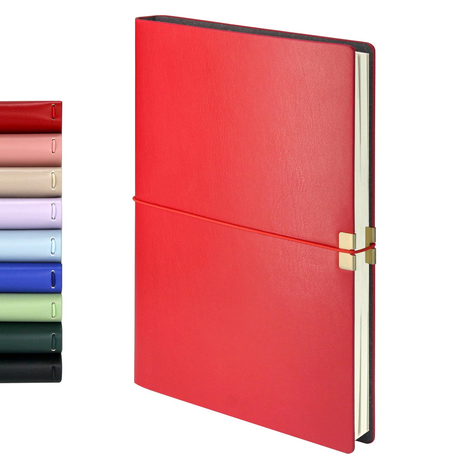 WETLOTEE A5 Refillable Journal, 2-Pack Detachable Stitched Notebooks (96 Sheets Total), 70g Smooth Paper, Includes Versatile Line/Grid Layout Guide, Personal Organizer, Red