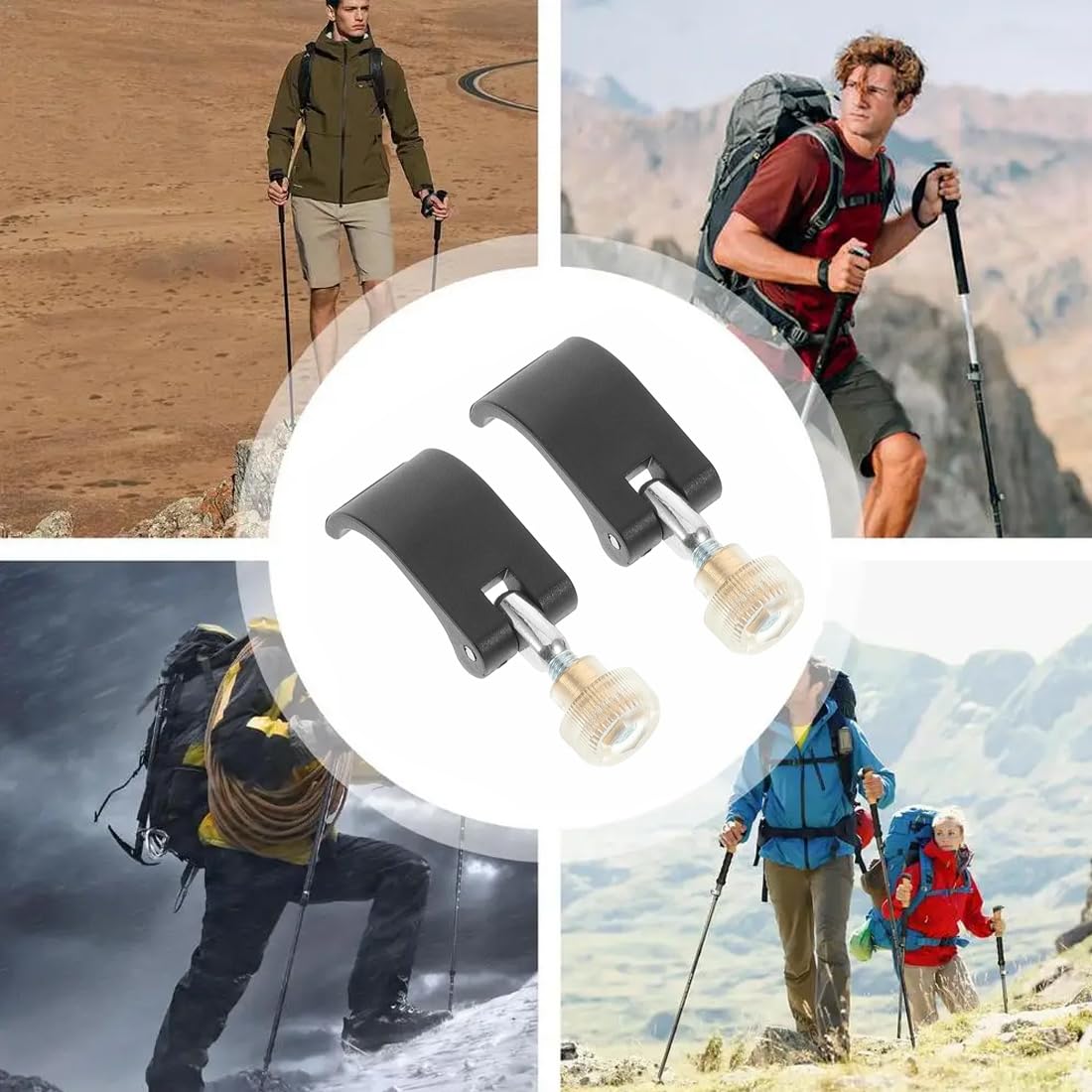 Bastoncini da trekking,6 morsetti neri per bastoncini da trekking, morsetti esterni da 14 mm, pezzo di ricambio per bastoncini da trekking
