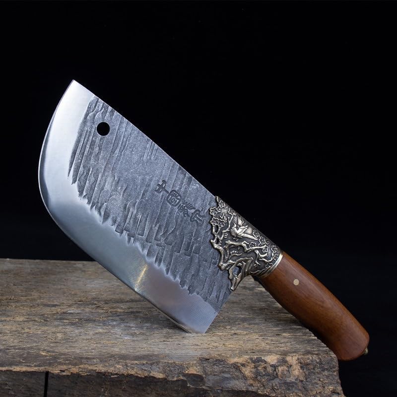 Meat Cleaver,Cleaver Knife Handmade Full Tang Kitchen Knives Forged Slicing Knife Butcher Cutting Meat Vegetable Tools Professional Chef Cutter