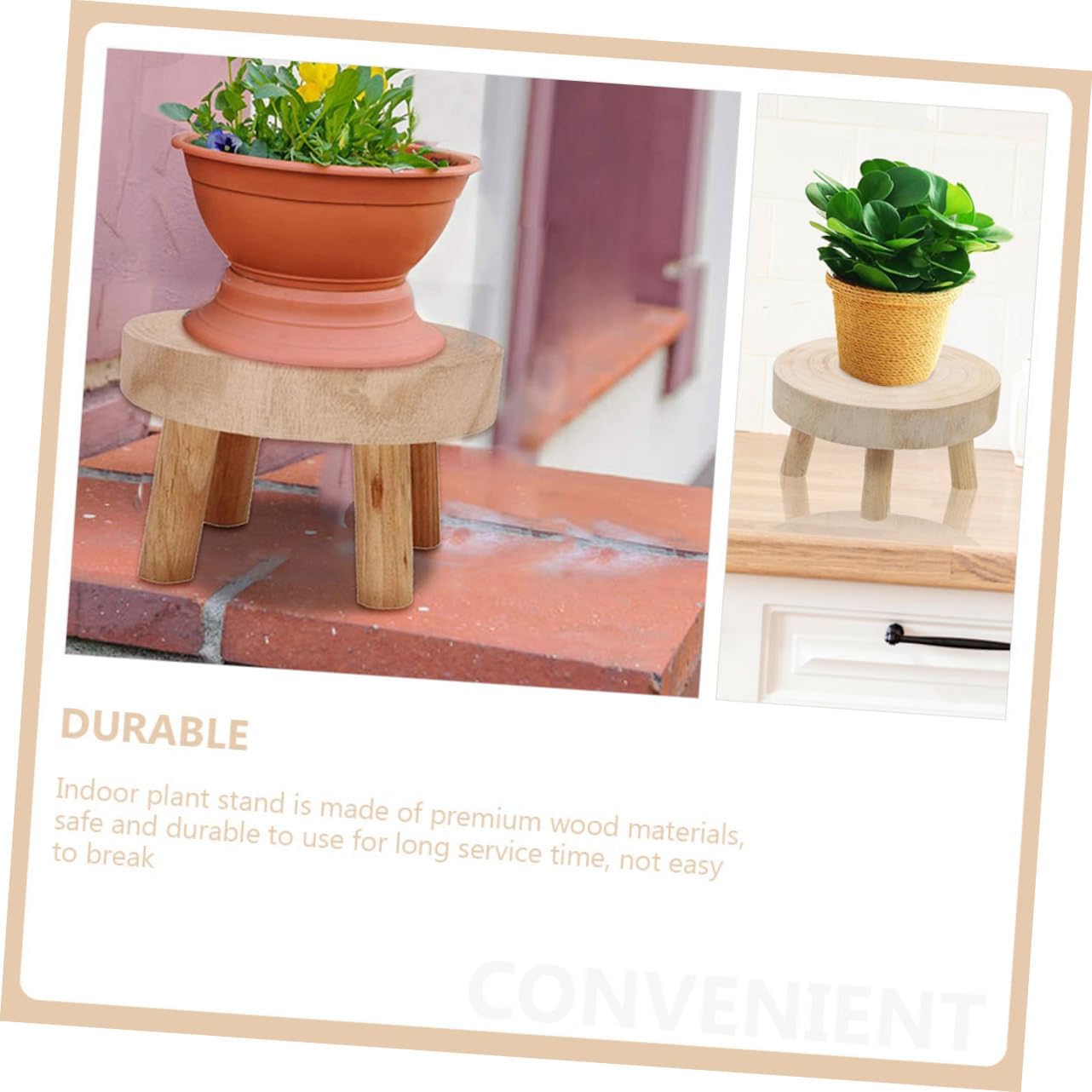 Luxshiny 2pcs Wooden Plant Stand Indoor Lightweight Flower Pot Holder Base for Balcony Garden Living Premium Wood Material Plant Pot Stand for