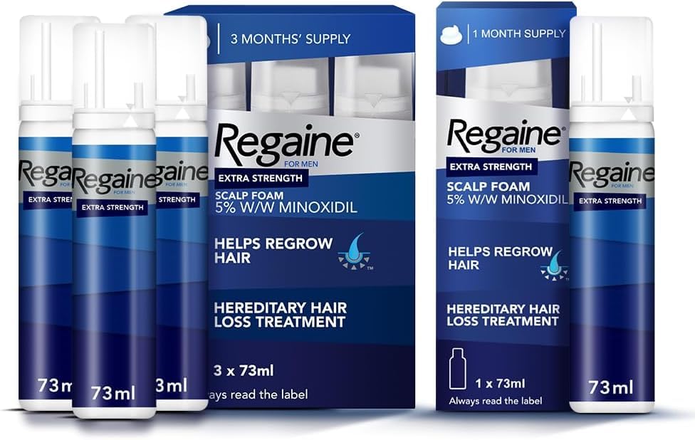For Men Extra Strength Scalp Foam (4x 73 ml), Treatment for Hair Regrowth in Men with 5% Minoxidil, 4-Month Supply of Cutaneous Foam for Male Hair Loss