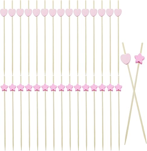 200 palillos de dientes decorativos para aperitivos, palillos de dientes de lujo, lindos palillos de bambú para cóctel, boda, día de San Valentín,