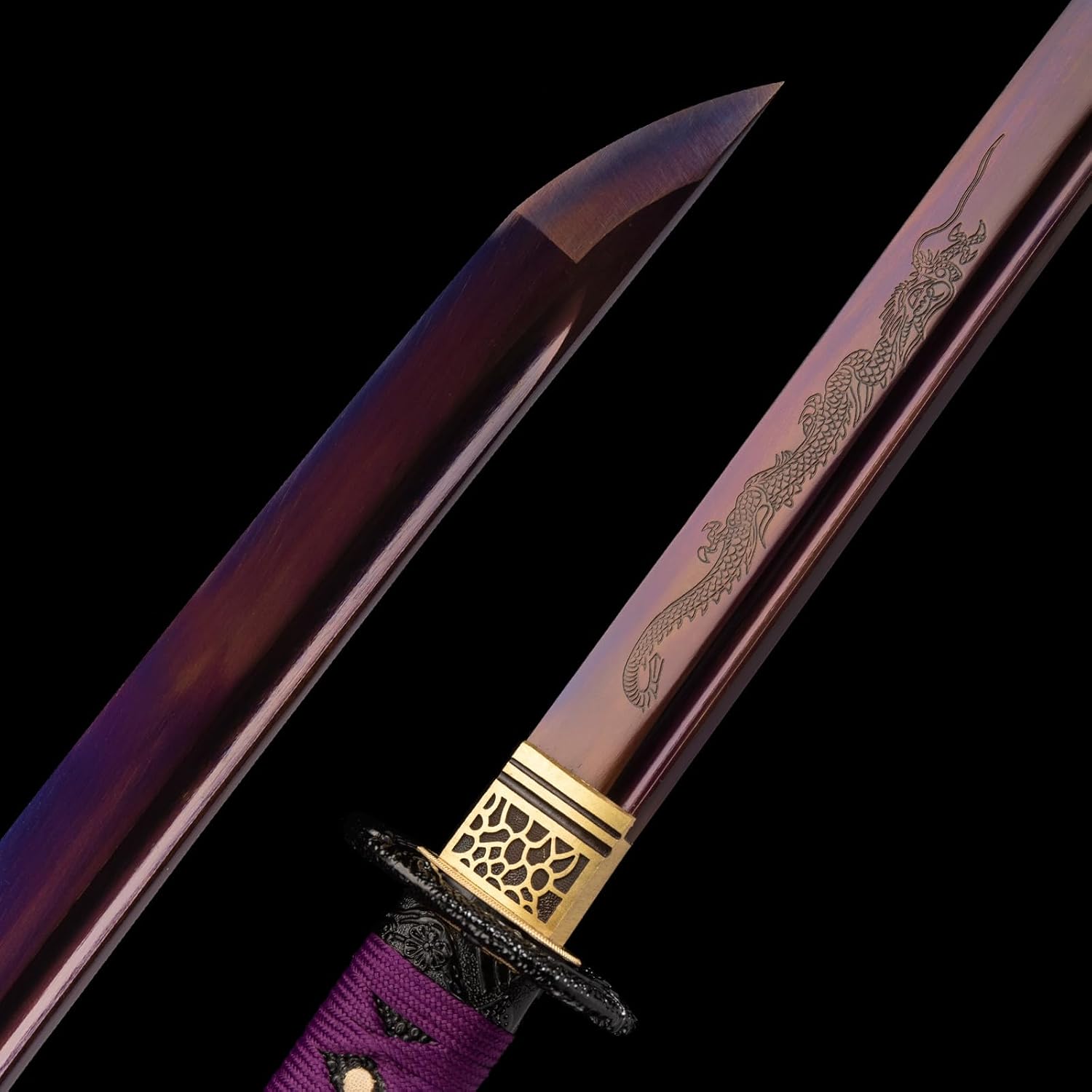 Handmade Japanese Katana Sword Real - Authentic Hand Forged Full Tang 1060 High Carbon Steel Samurai Swords for Martial Arts, Collection & Display, 40.5-Inch