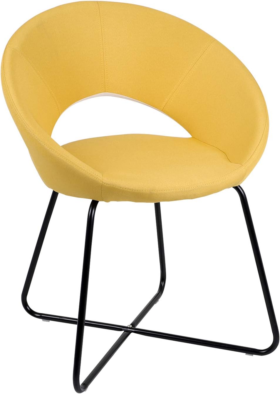 Joolihome Leisure Dining Chair, Corner Single Sofa Chair with Metal Legs, Reception Guest Chair for Home, Office, Living Room, Bedroom, Dining Room, Lounge, Kitchen, Balcony (Yellow, Fabric)