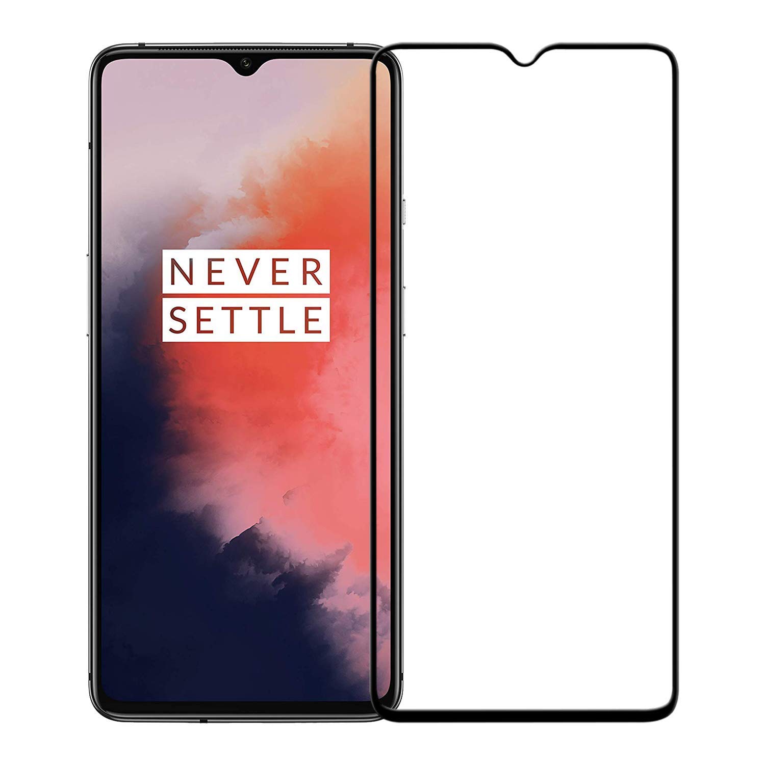 Tempered Glass Screen Protector for Oneplus 7T (Black) Edge to Edge Full Screen Coverage by guruji system