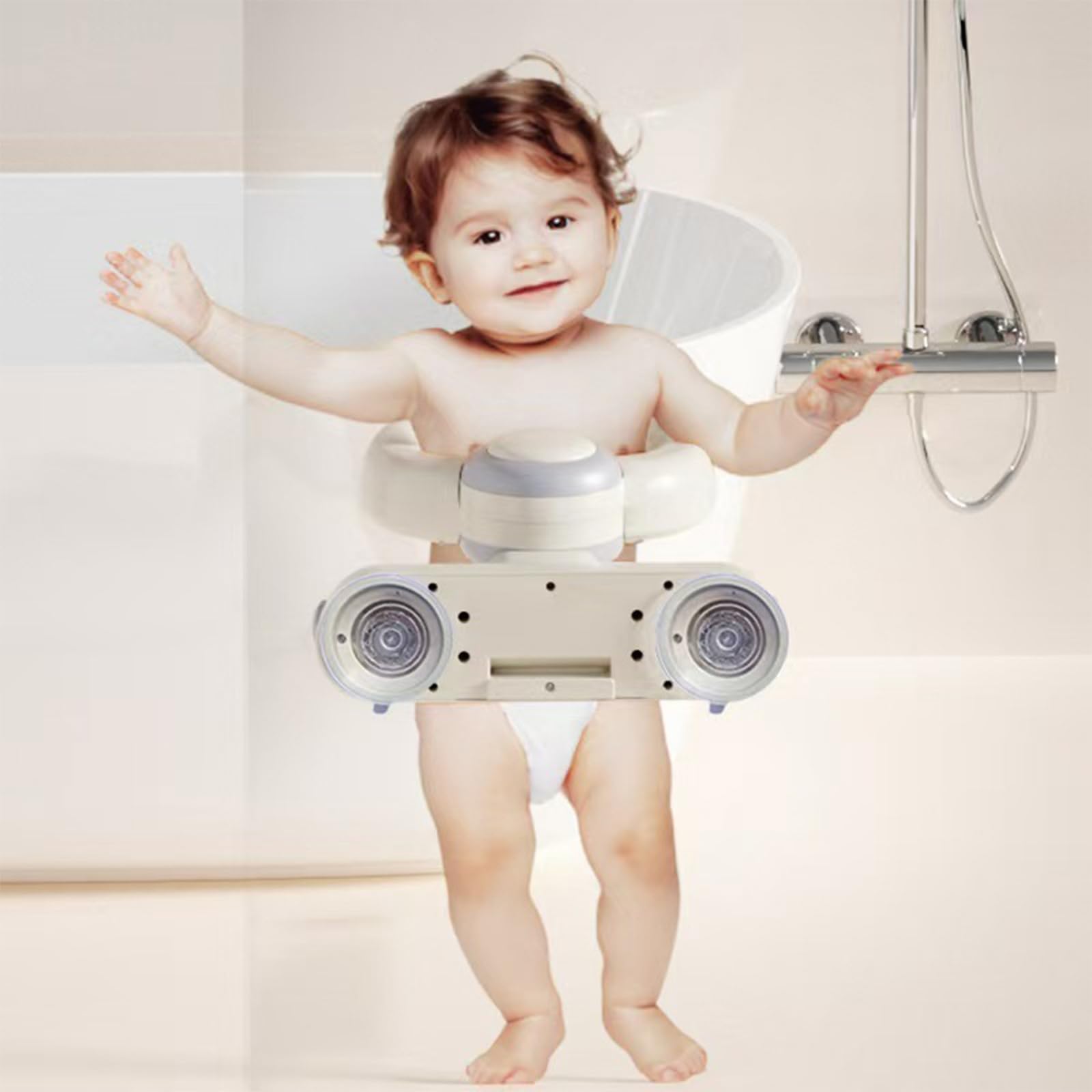 Soporte de baño ajustable para bebé, bonito diseño plegable para ayudar a la ducha de pie para uso diario en el hogar de los niños pequeños