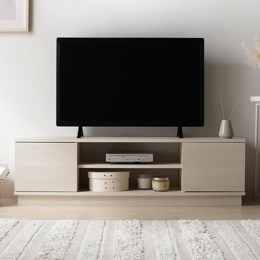 Amazon｜RASIK テレビ台 ローボード 110cm幅 木目ホワイト 43型対応 壁