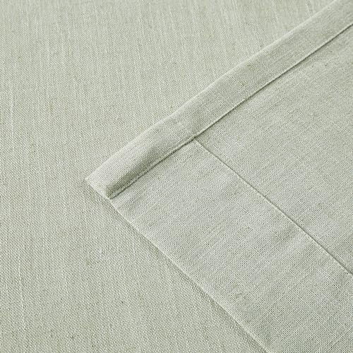 Image of Vision Home Soft Green Pinch Pleated Semi Sheer Curtains Textured Linen Blended Light Filtering Window Curtains 120 inch for Living Room Bedroom Pinch Pleat Drapes with Hooks 10ft 2 Panels 40 inchWx120 inchL