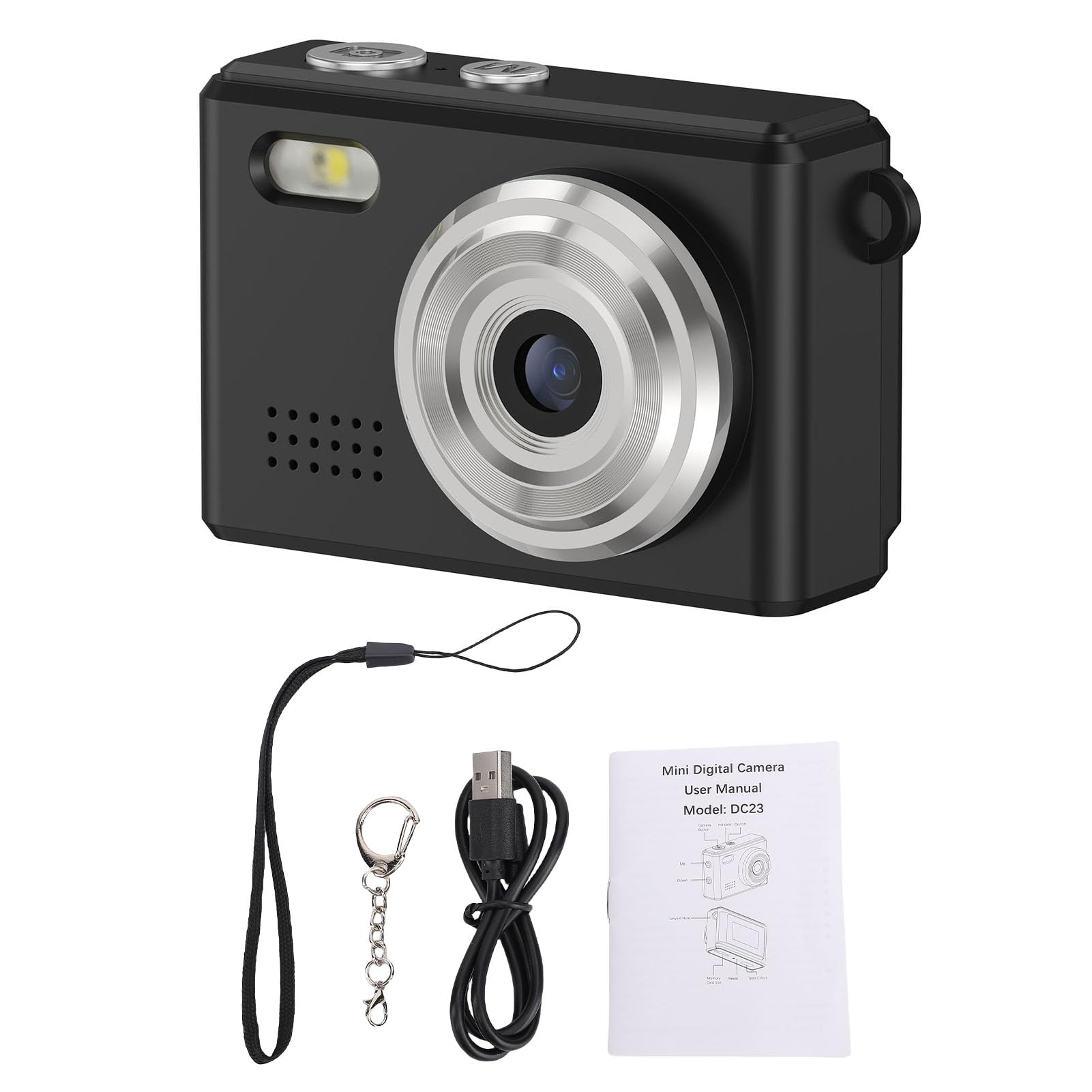 Camera Compatta 1080p, Fotocamera Portachiavi, Foto da 12 Mp, con Display a LED, 6 Filtri, Luce a LED, Portachiavi per Viaggi, Studi, Registrazione (#1)