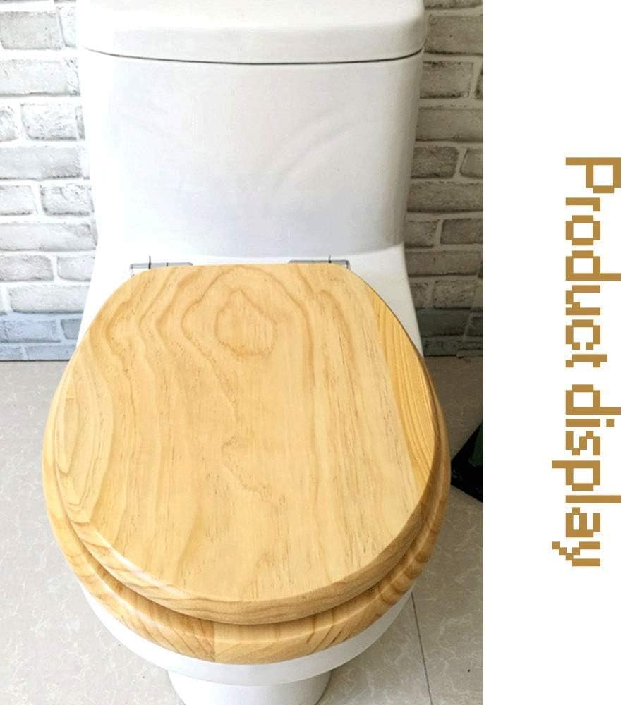 Elongated Wood Toilet Seat with Polished Brass Hinges, Oak Finish