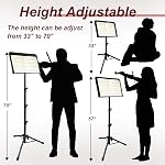 70IN Sheet Music Stand, Tall Music Standing pour partitions de musique Hauteur- Support de partition réglable avec sac de transport pour guitare, violon, Ukulele (33-70IN-B)