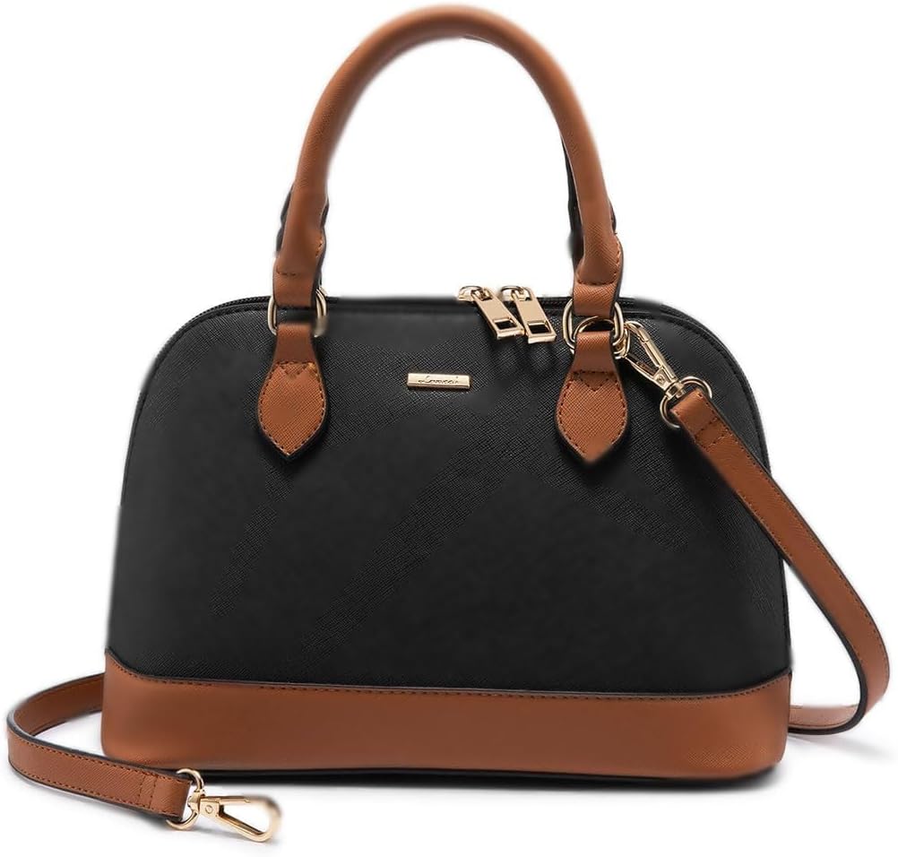 Purse for Women Crossbody Bags Classic Double Zip Top Handle Dome Satchel Bag