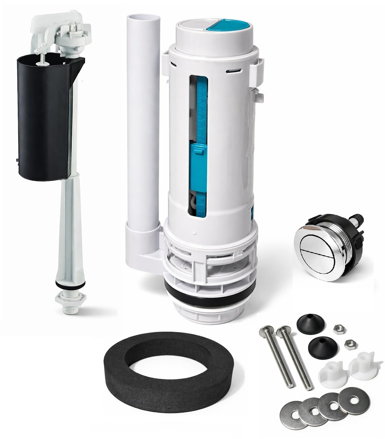 Watermark Dual Flush Valve WMKA20080 AS1172.2 + Ideal Standard SV89567 1/2" Bottom Entry Fill Valve, Toilet Cistern Replacement Kit, Dual Flush, UK Compatible