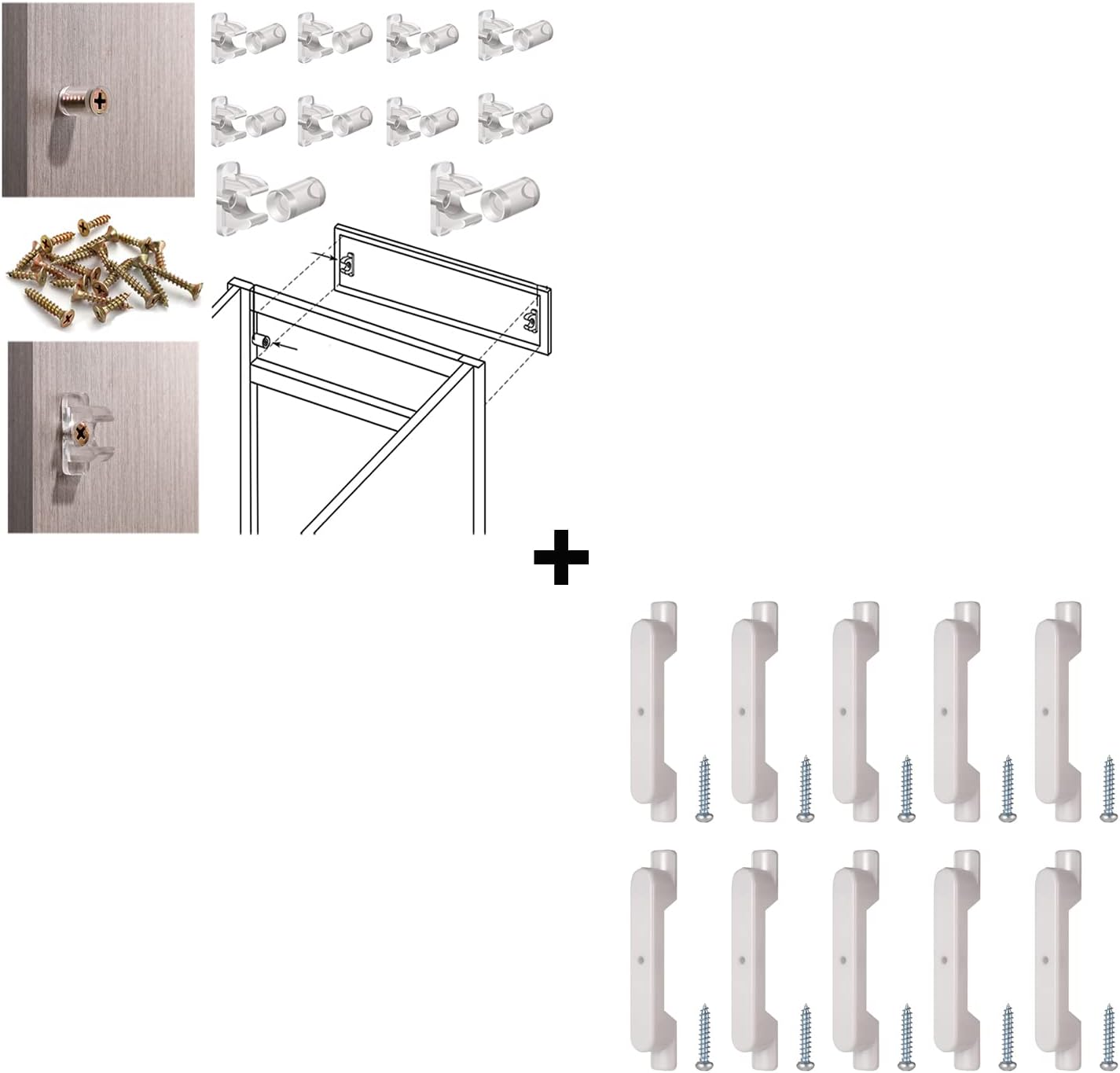False Front Clips, 20 Pairs with Screws Reinforced Sink TipOut