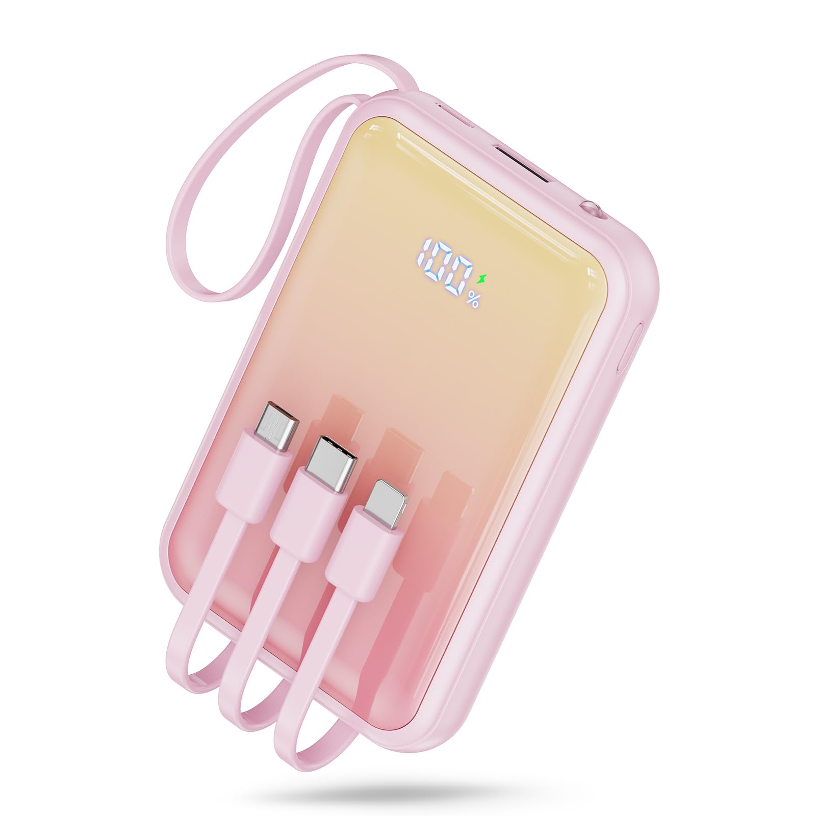 Amazon | モバイルバッテリー 大容量【超小型サイズ・4本ケーブル内蔵