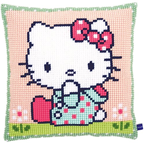 Vervaco Kit de Coussin au Point de Croix, Hello Kitty, sur la pelouse