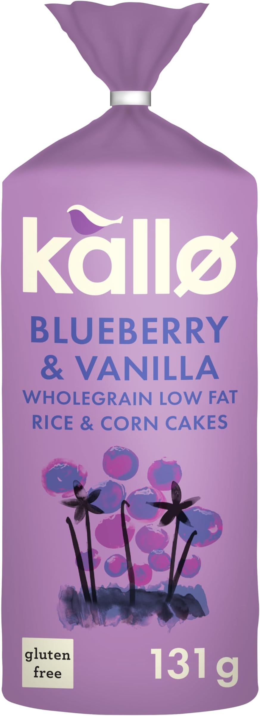 Blueberry & Vanilla Corn & Rice Cakes, Wholegrain Low Fat Healthy Snacks for Adults & Children, Vegan Friendly, Gluten Free, No Artificial Flavours or Preservatives, Single Pack – 1 x 131g