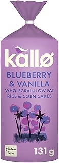 Blueberry & Vanilla Corn & Rice Cakes, Wholegrain Low Fat Healthy Snacks for Adults & Children, Vegan Friendly, Gluten Free, No Artificial Flavours or Preservatives, Single Pack – 1 x 131g