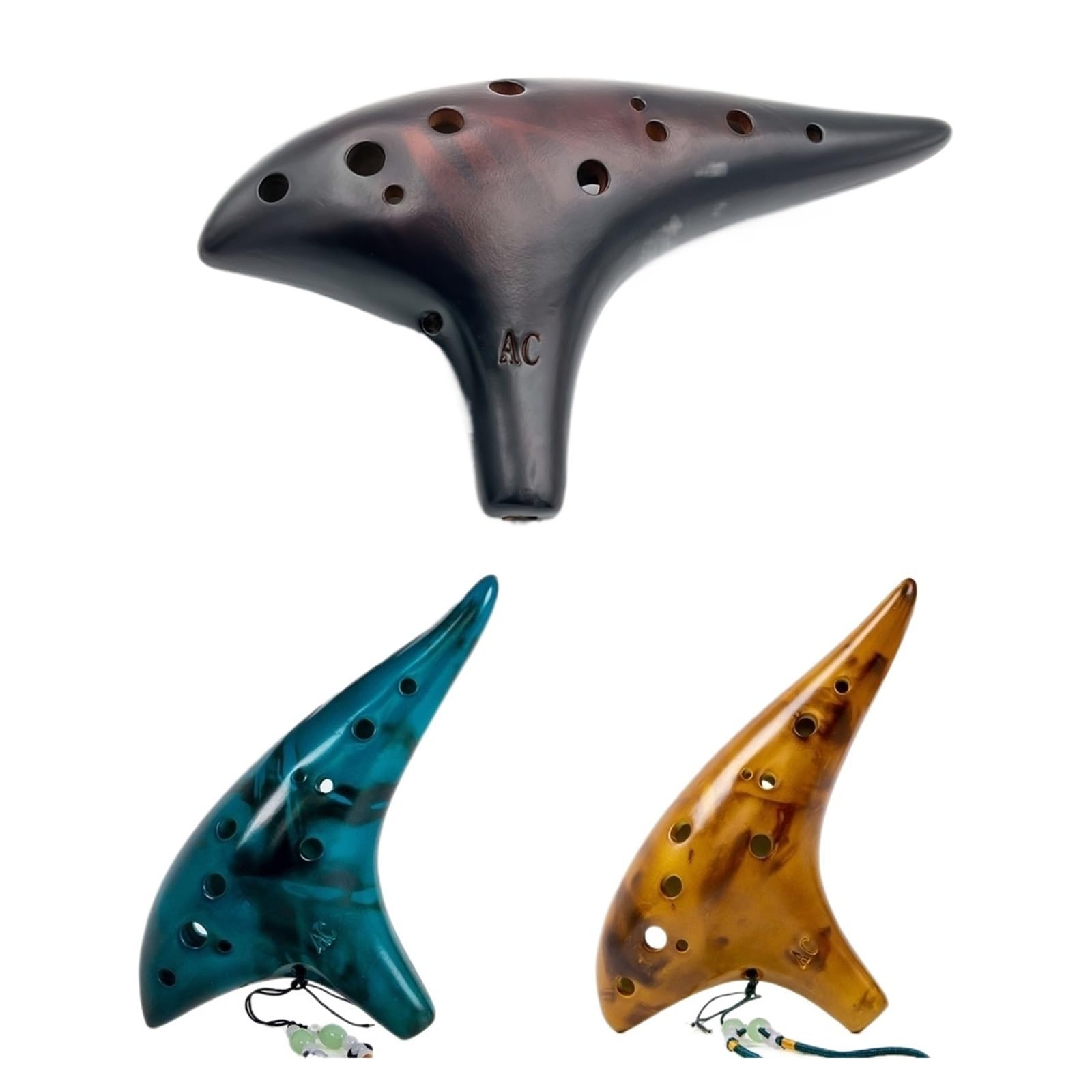 Ocarina Ceramica Alto C Strumento musicale Ocarina in ceramica Alto C a 12 toni con cordino for collo a libro di canzoni, borsa for il trasporto, ideale for i principianti per Principianti Adulti