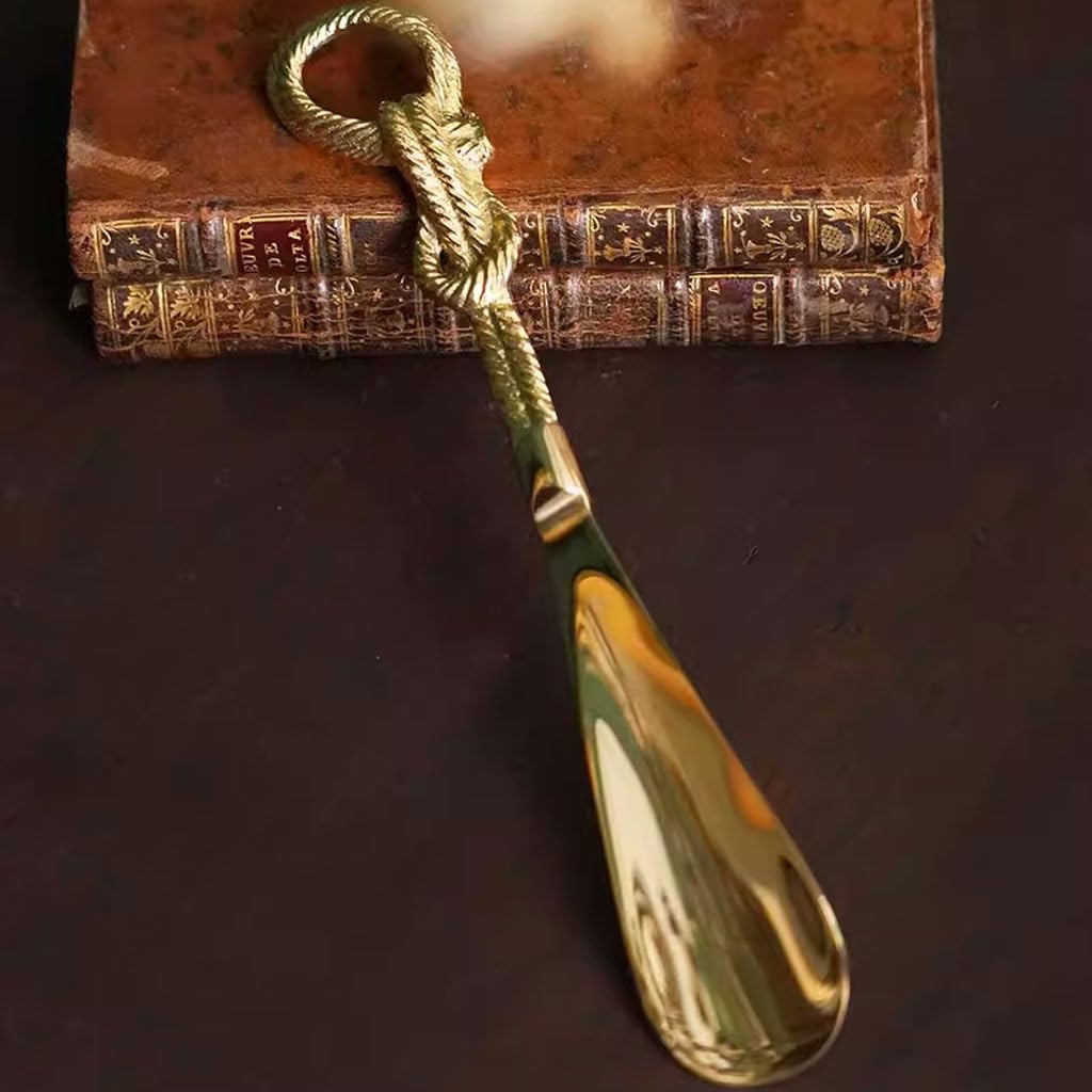 TEESONG Calzascarpe Calzascarpe moderno e creativo fatto a mano, personalizzato, alla moda, in ottone dorato, artistico, leggero, di lusso Strumento Calzascarpe