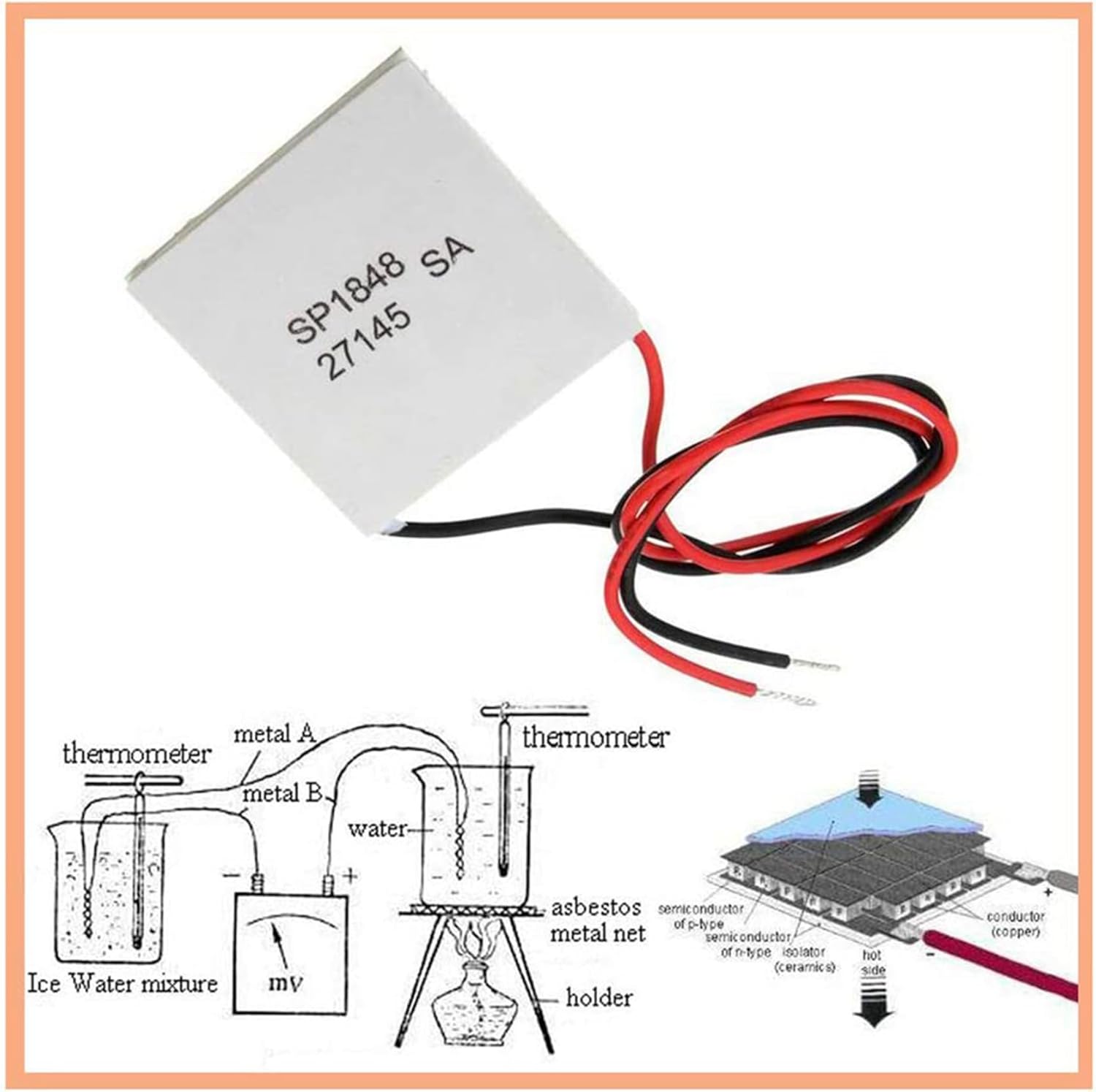 16Pcs 40X40mm Thermoelectric Power Generator SP1848-27145 Peltier TEG Module