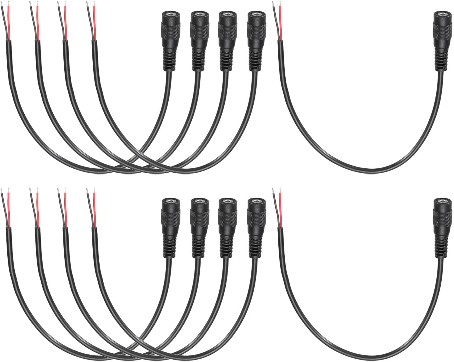 MECCANIXITY 10pcs DC Power Pigtails Cable, 3.5mm x 1.35mm Female Barrel Plug Connector to Bare Wire Open End 25cm for PC Laptop Toys Cellphone Electronic Devices