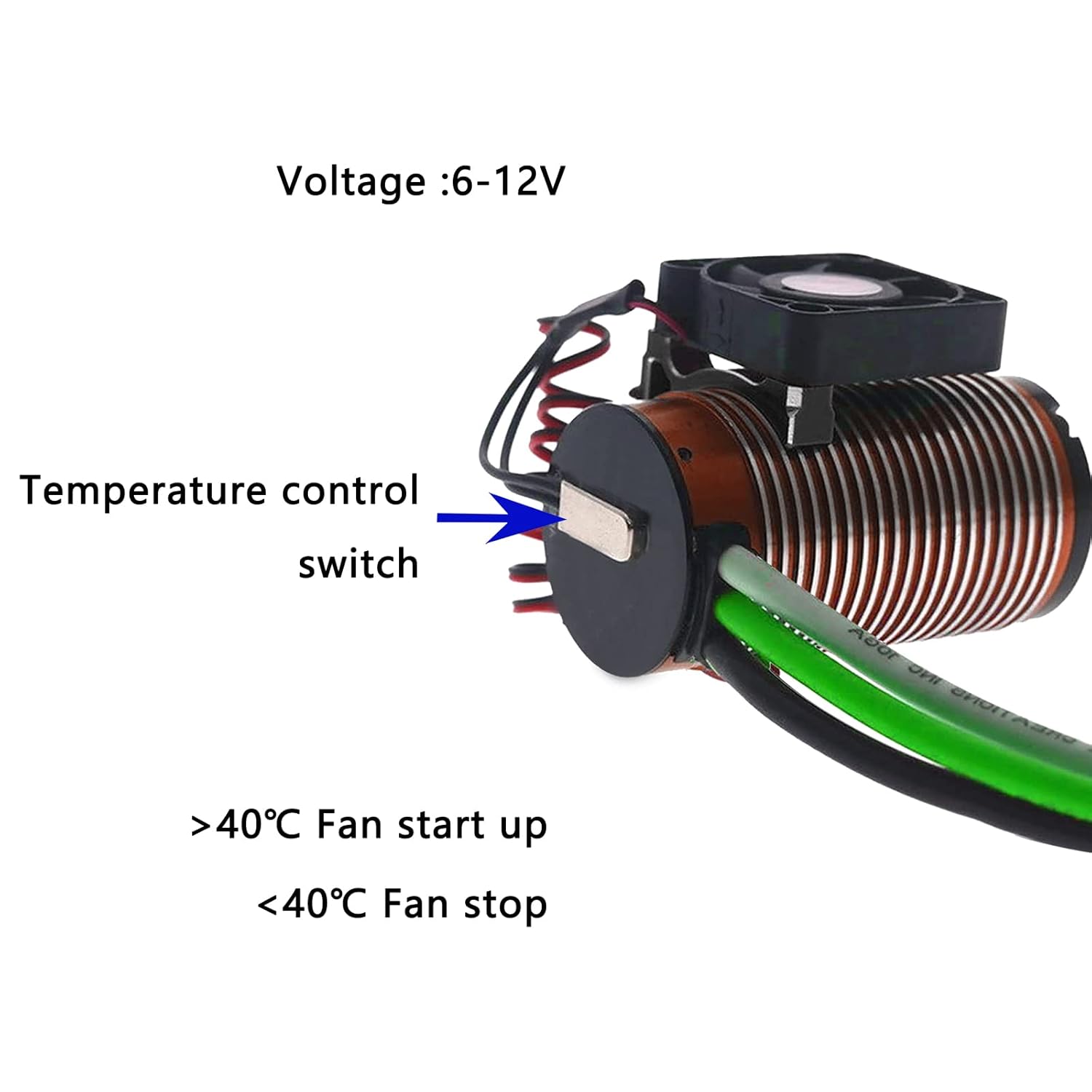 RC Motor Cooling Fan with Thermal Sensor Aluminum Clamp, 4268/4274 /1512/1515 / K80 / K82 Motors (42mm) Heatsink for E-REVO Summit UDR TRX-4 SCX10 1/8 1/10 Buggy Truck Crawler