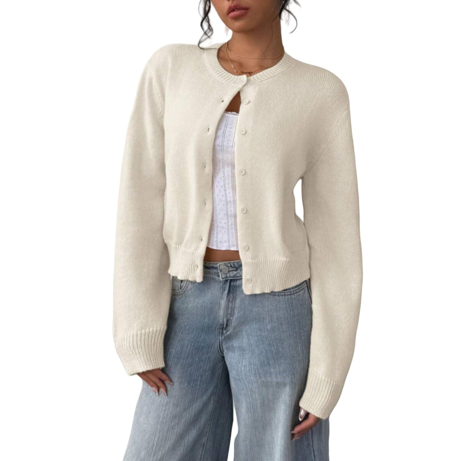 Womens Open Front Button Down Cardigan Sweaters Casual Long Sleeve Lightweight Knit Sweater 2025 Fall Outerwear