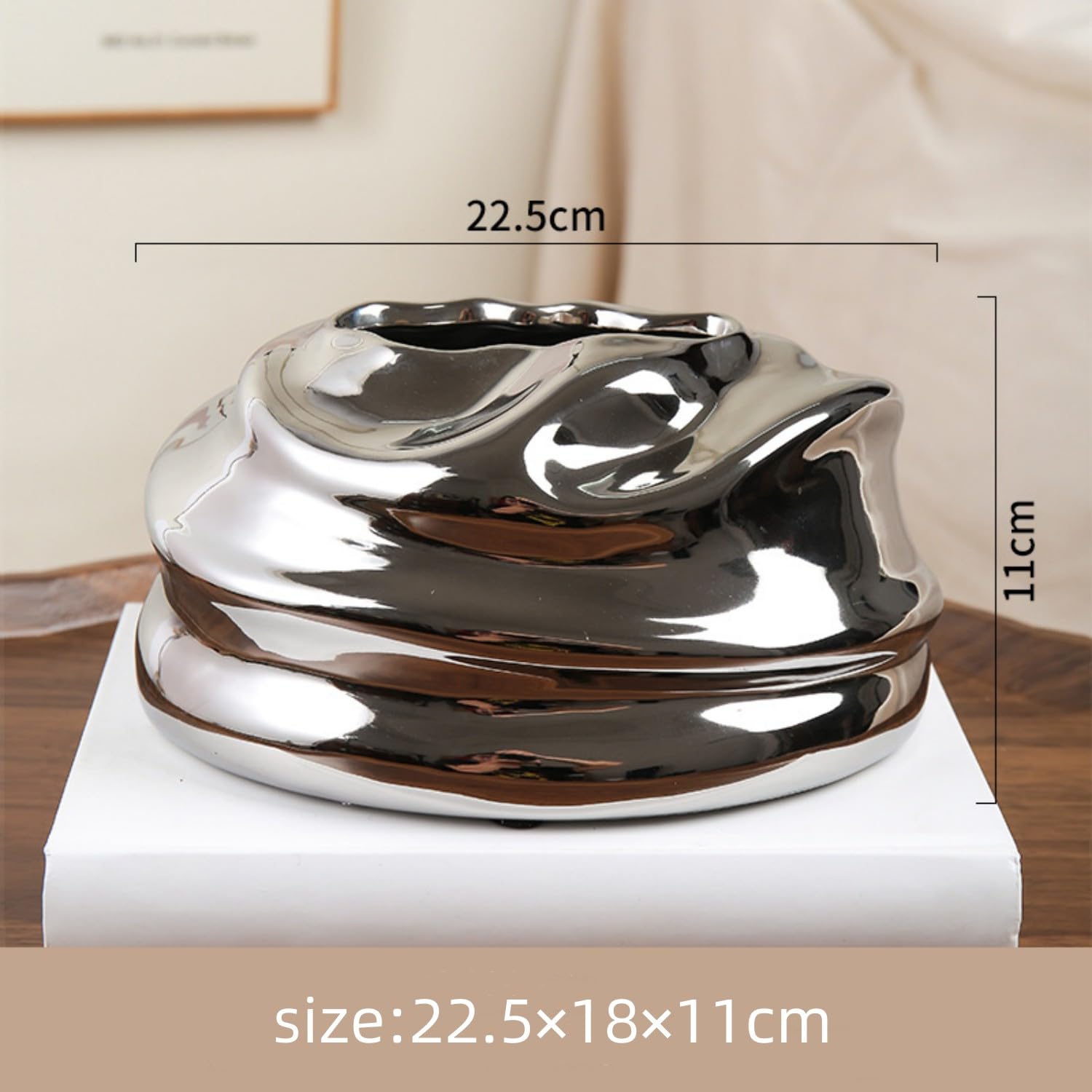 Soporte para caja de pañuelos de cerámica, cajas de papel de seda galvanizadas irregulares, soporte de papel de seda, dispensador de pañuelos faciales para decoración de baño, elíptica, plateado