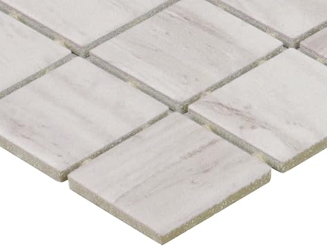 Daltile Costar 2 x 2 Marble Look Ceramic Mosaic in Matte Calacatta Sky for Backsplashes, Decorative Accents, Floors, Shower Floors