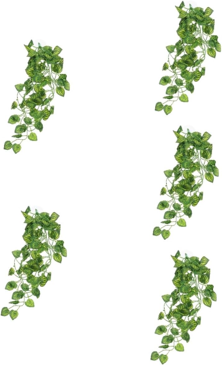 BESPORTBLE 5pcs Terrarium Plant Decor for Reptiles Artificial Foliage Landscape for Lizard Snake Turtle Tanks Vivid Simulation Leaves Add Natural Touch to Reptile and Fish Habitats
