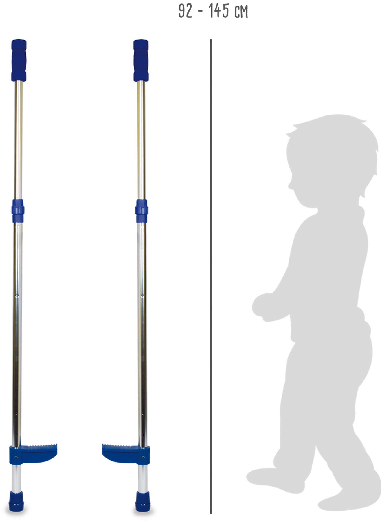 9511 Trampoli con maniglie telescopiche per bambini small foot in robusto alluminio, poggiapiedi regolabili, portata massima fino a 50 kg, dai 4 anni in su