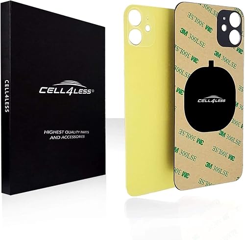 Cell4less - Cristal trasero compatible con el iPhone 11 de repuesto con adhesivo de cuerpo completo, herramienta de eliminación y orificio ancho