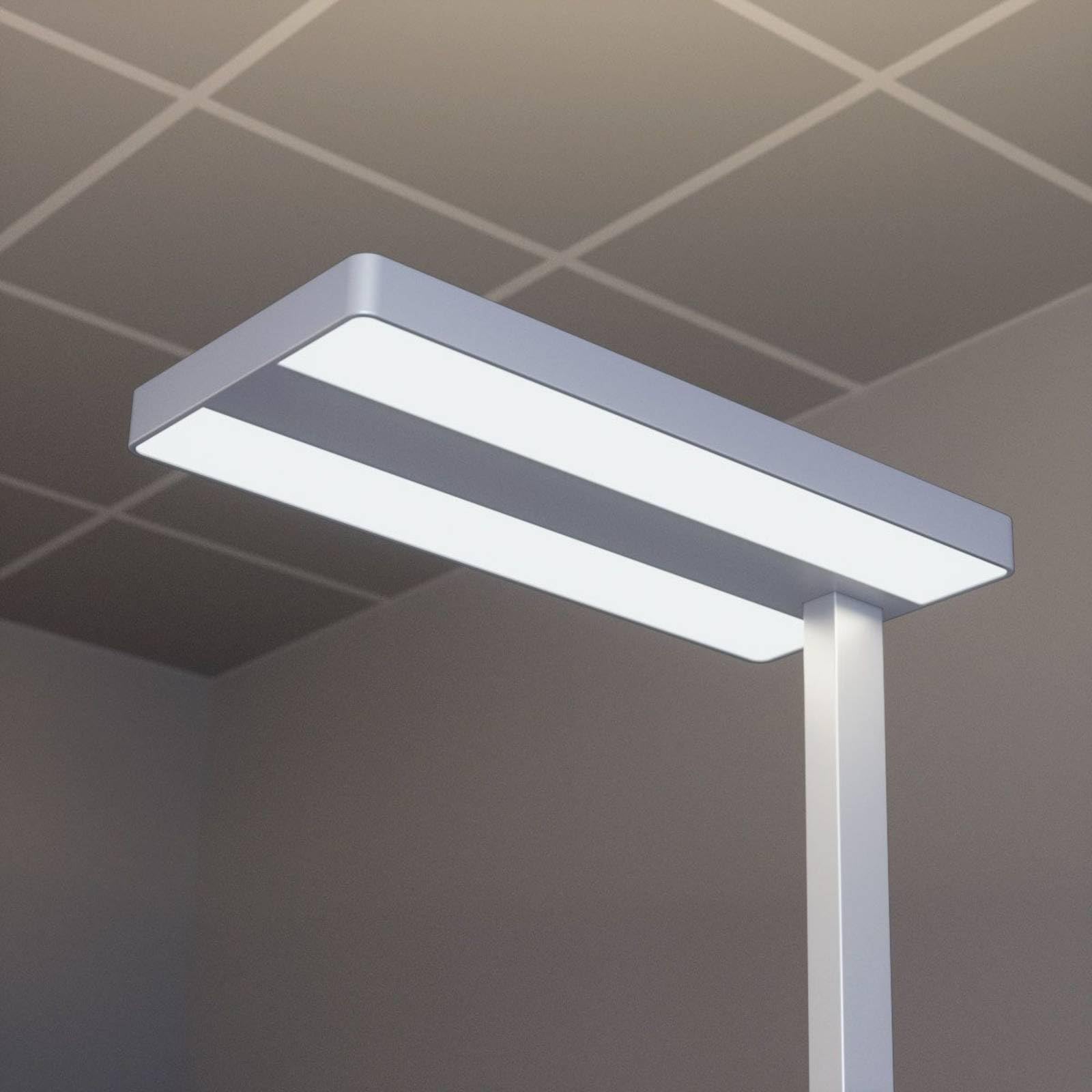 Lampada Da Terra 'Logan' Dimmerabile Grigio | Piastana Ufficio Con 2 Luci LED Incluse