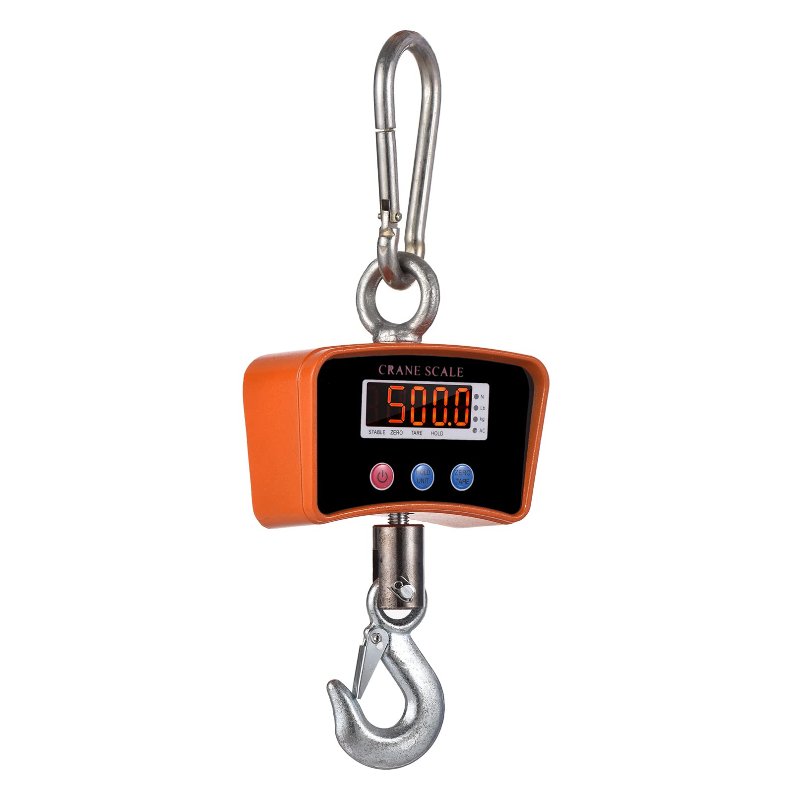 500 kg/1102 lbs cyfrowa waga wisząca LED, przenośna waga dźwigowa do dużych obciążeń, 1500 mAh, możliwość ponownego ładowania, przemysłowa waga hakowa, zmiana jednostek/przechowywanie danych/tara/zero na placu budowy, rynek podróżny, wędkowanie w