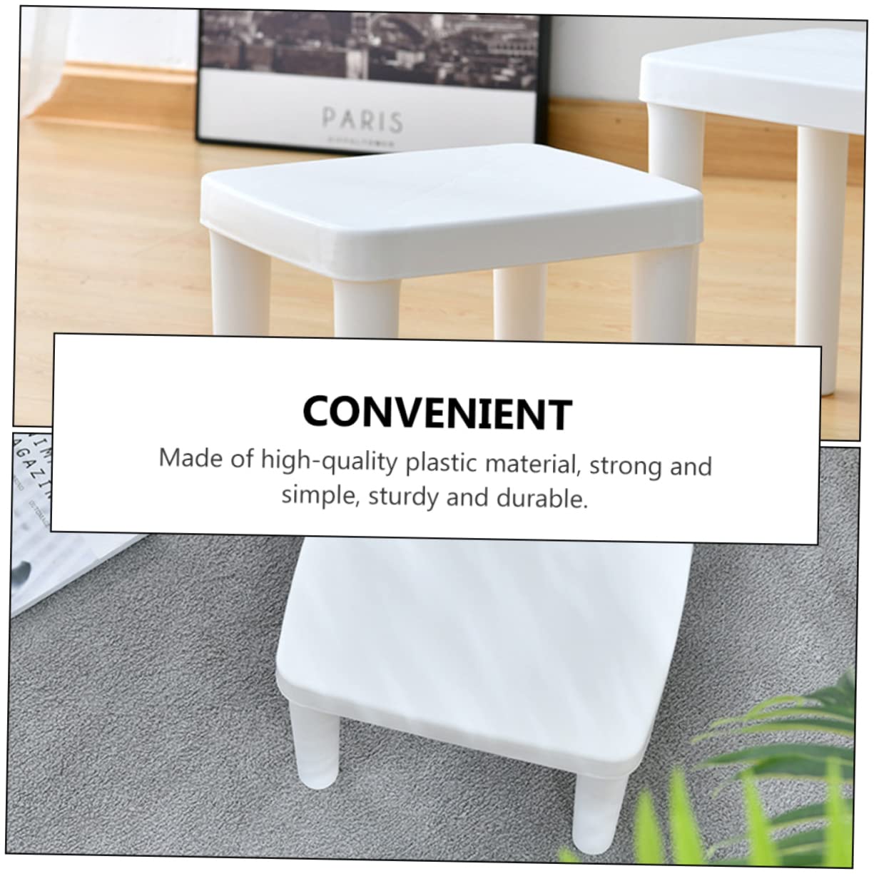 Taburete Antideslizante para Niños en Color Blanco, de Plástico Cómodo y Práctico, Adecuado para Uso en Interiores y Exteriores como Baño o Sala