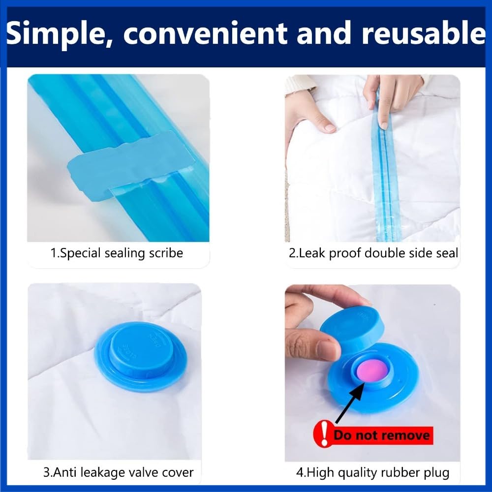 Vakuumierbeutel 8/4 STK Platzsparende Beutel for Organizer Vakuum Decke Versiegelt for Kleidung Kissen Bettwäsche Lagerung Reisetaschen(8pcs with hand pump,80x110cm)