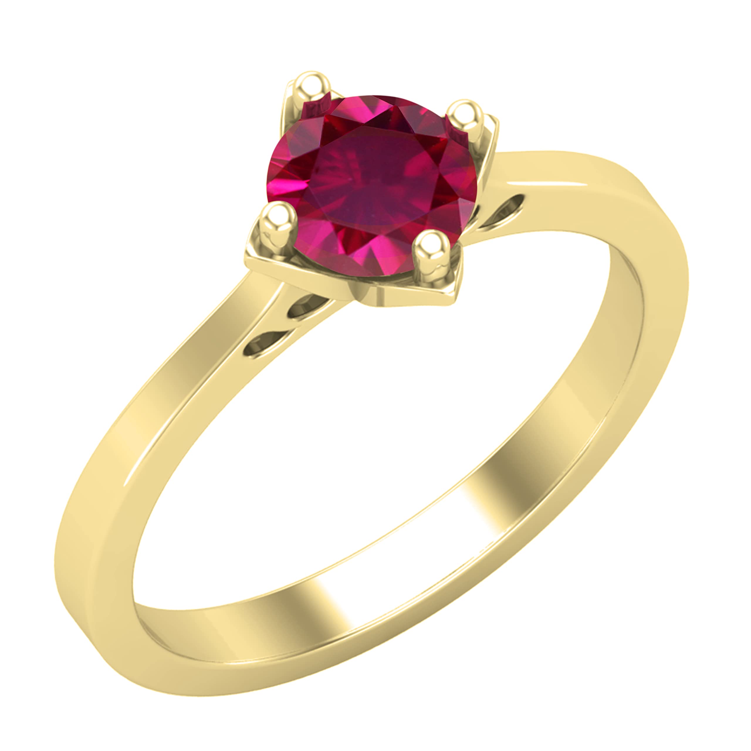 Dazzlingrock Collection Anillo de compromiso solitario redondo de 6 mm para ella en oro amarillo de 18 quilates, talla 10