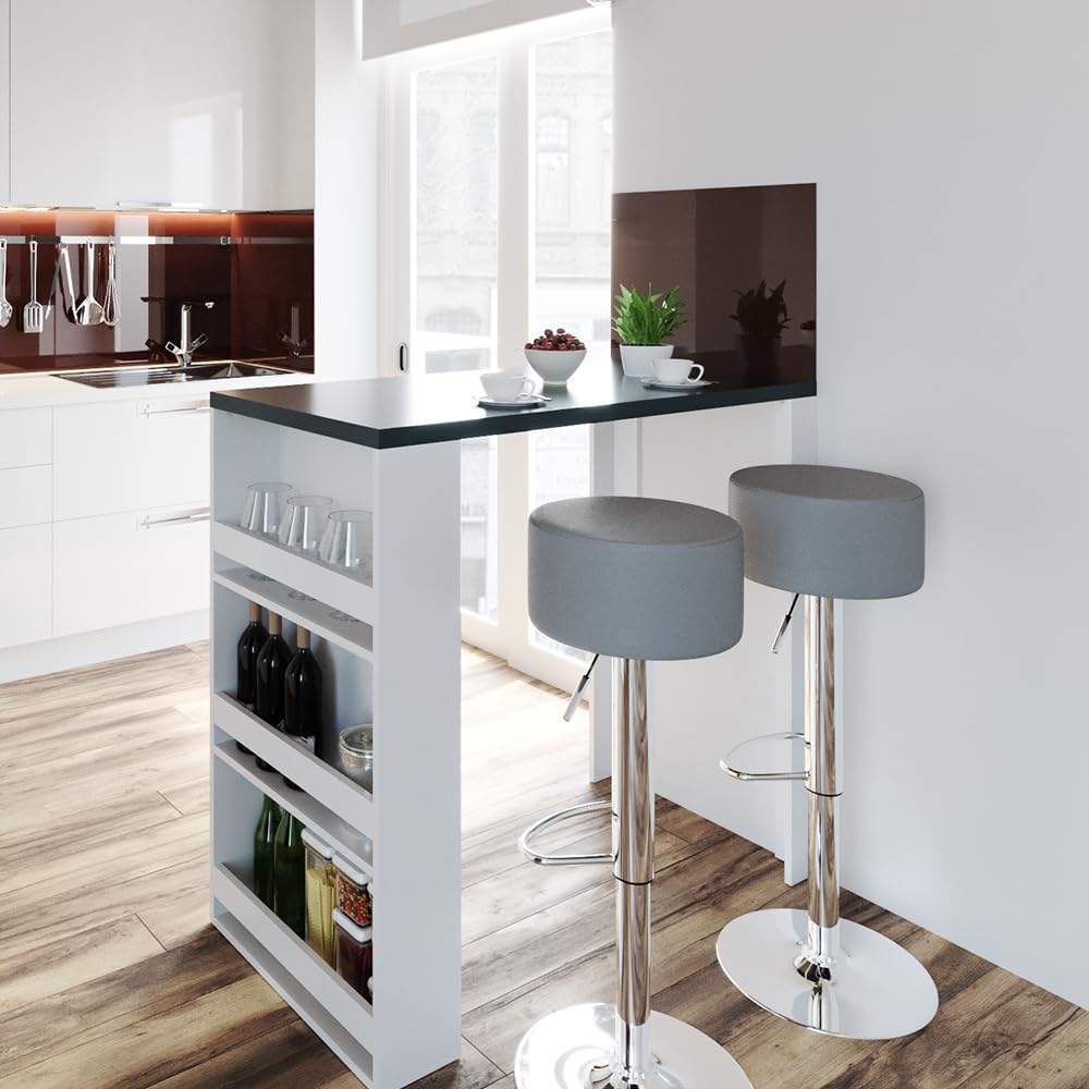 Vicco Set de Mesa de Bar, Blanco/Gris, 57 x 117 cm con 2 taburetes de Bar, Apto como Zona de Comedor Adicional en la Cocina o en el salón