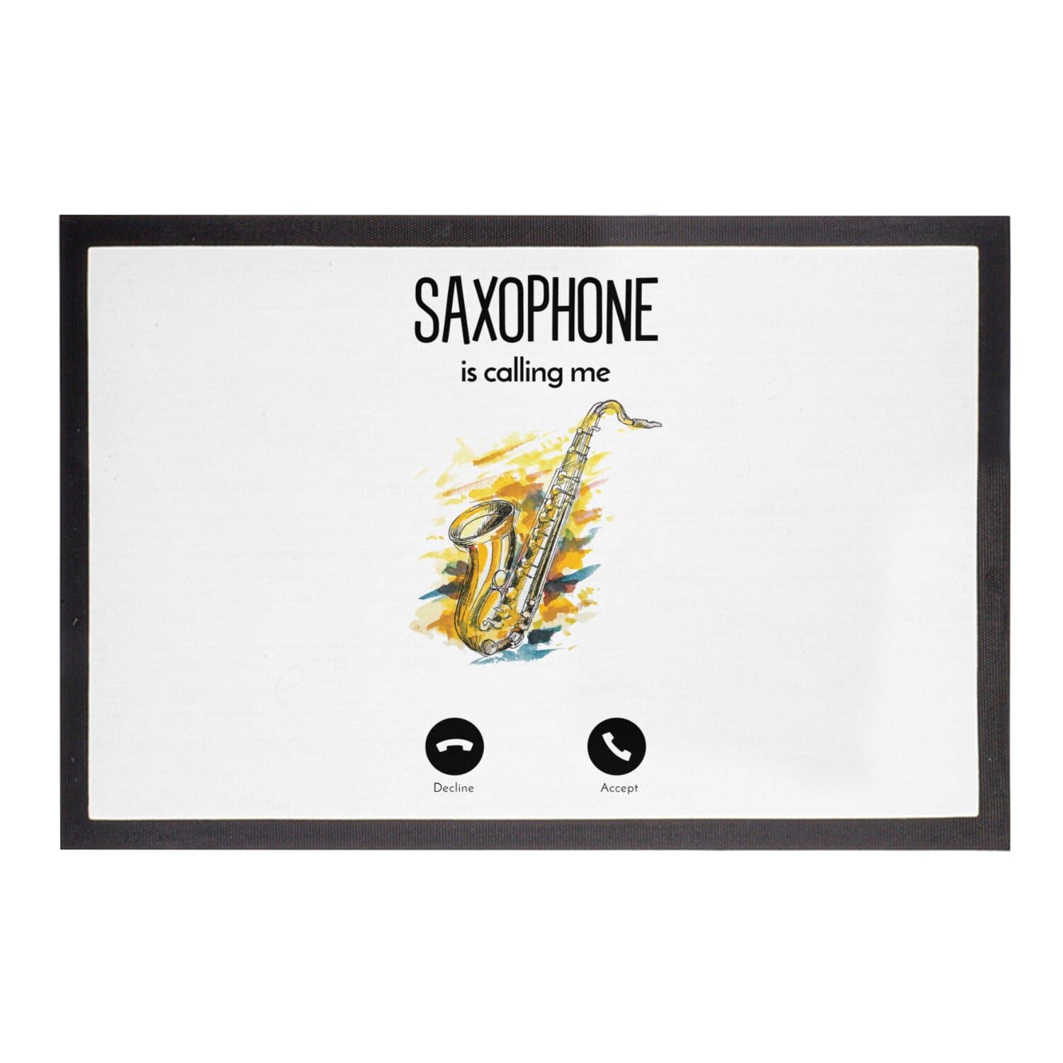 Paillasson Blanc Saxophone Music Instrument 60x40cm Original