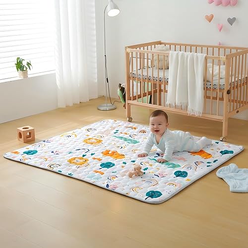 Miniatura 3 de Tapete de juego para bebé para piso, tapete de actividad de corral de 71 x 59 pulgadas, tapete de espuma acolchada extra gruesa para bebés y niños