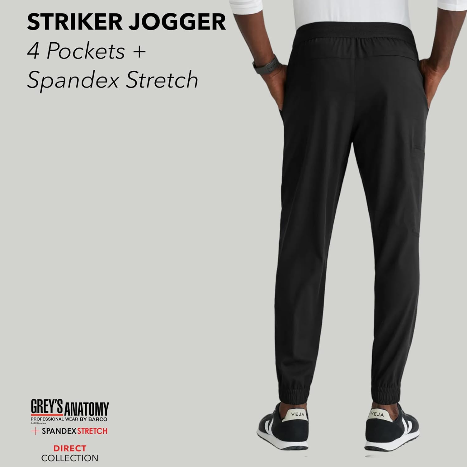 BARCO Grey's Anatomy Spandex Stretch Direct - Striker Scrub Jogger for Men, Elastic Waist Band Men's Scrub Pant