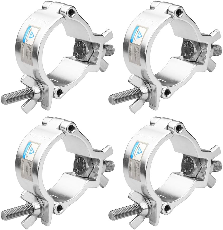 TSSS 4Pack Ø 2 Inch Stage Light O Clamps & DJ Stands Truss Aluminum Alloy Mount Hook Heavy Duty 100 KG for Par Spotlights Moving Head Lighting Supports Racks