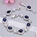 EVER FAITH Wedding Bridal Bracelets for Brides Bridesmaids, Blue Cubic Zirconia September Birthstone Teardrop Tennis Braceletss for Women Jewelry