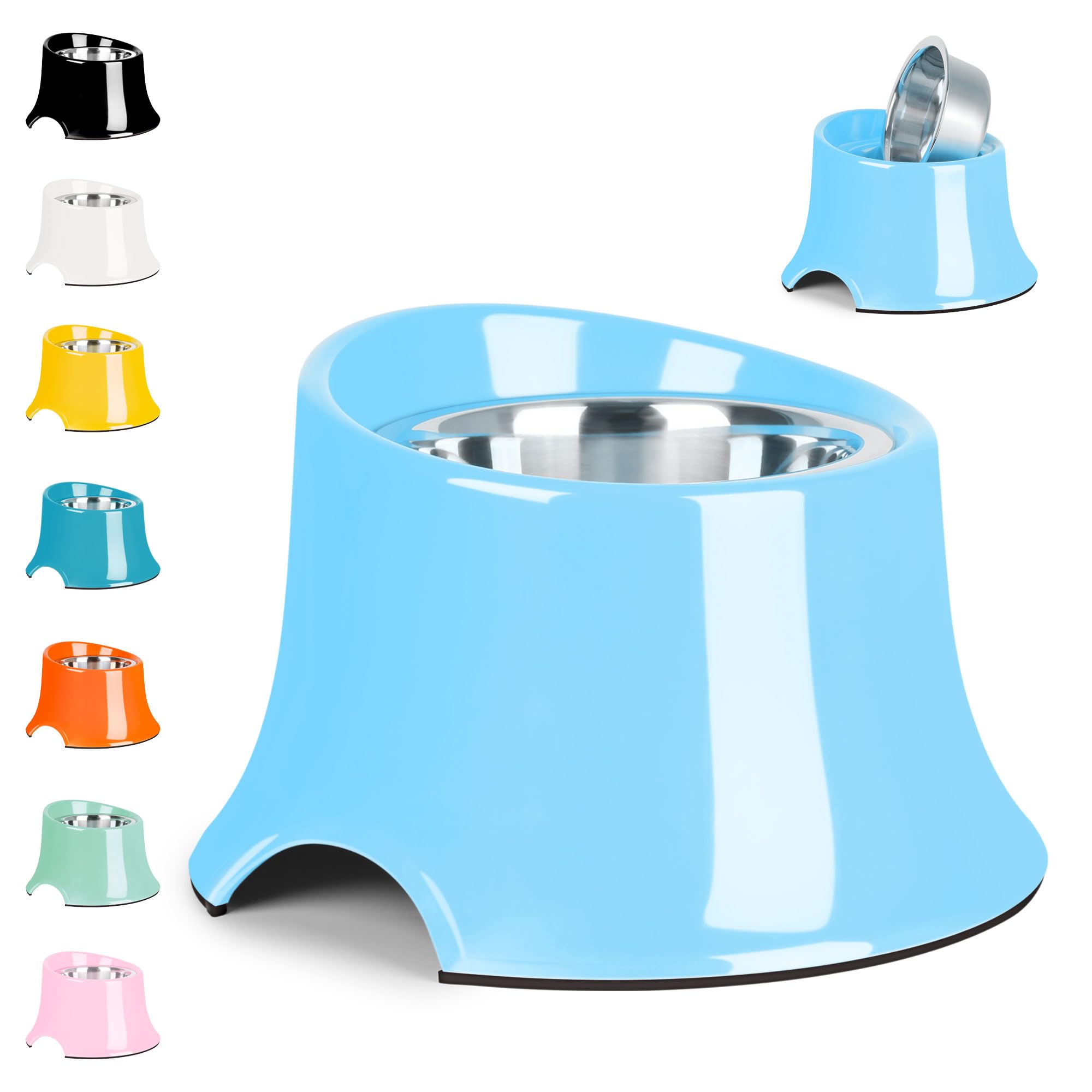 Petvillage Dog Bowls,Non-Slip with Elevated Dog Bowls,High Capacity Tilted Dog Bowl,Dog Bowls for Medium Small Size Dogs M/2 Cup Sky Blue
