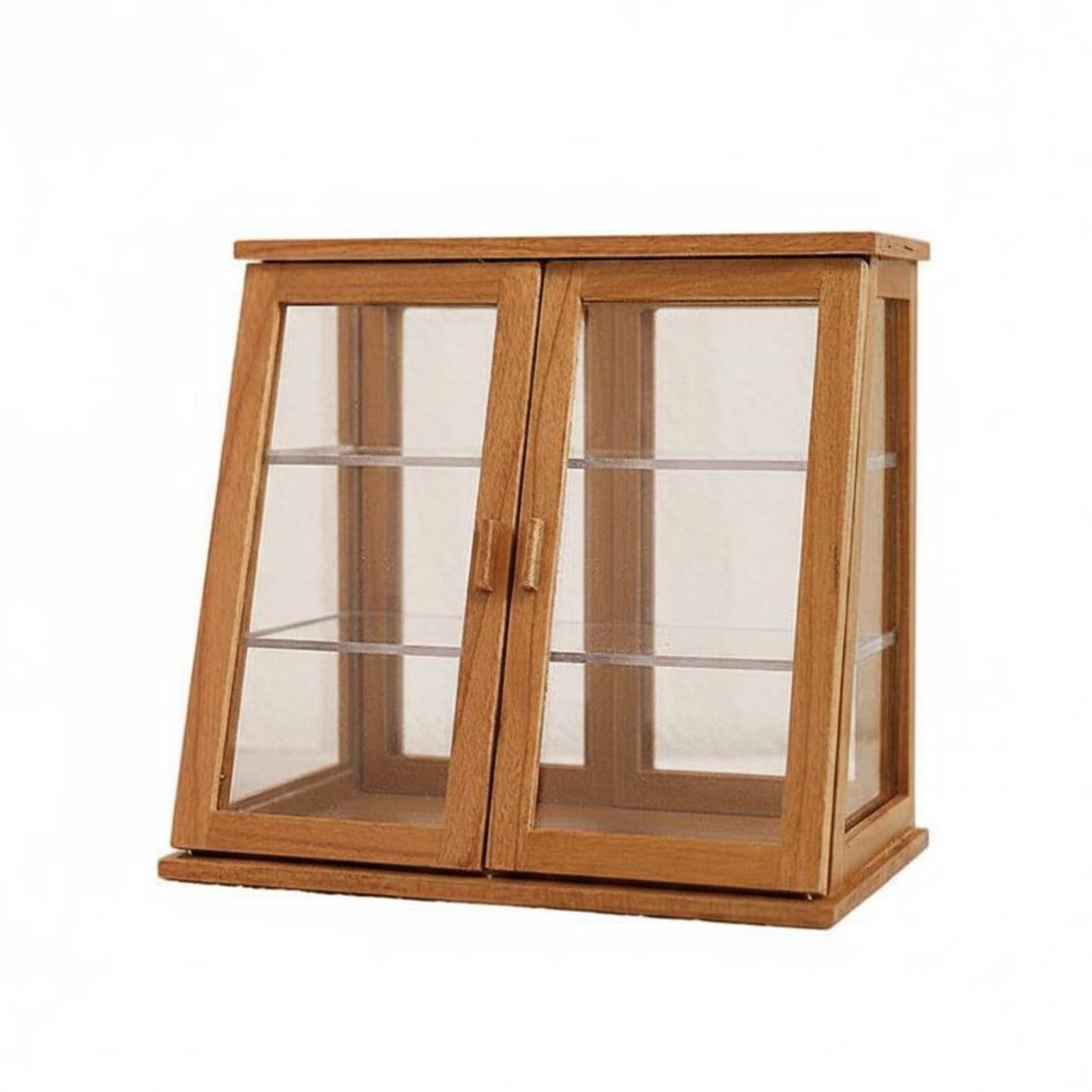 Mini Armadio Espositivo in Miniatura Vetrina Mobile Credenza Scaffale in Legno Ciliegio con Tre Ripiani Pannelli, D-Ciliegio, size to 4