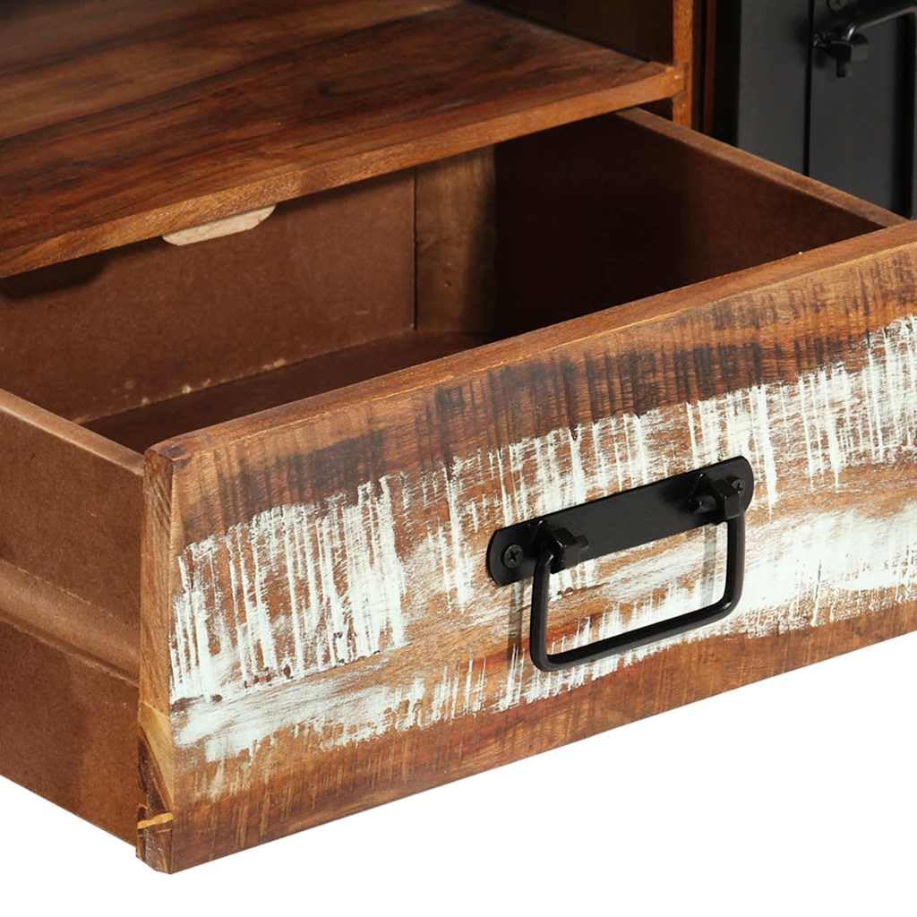 Mobile TV in legno massiccio anticato e ferro, 120 x 30 x 40 cm