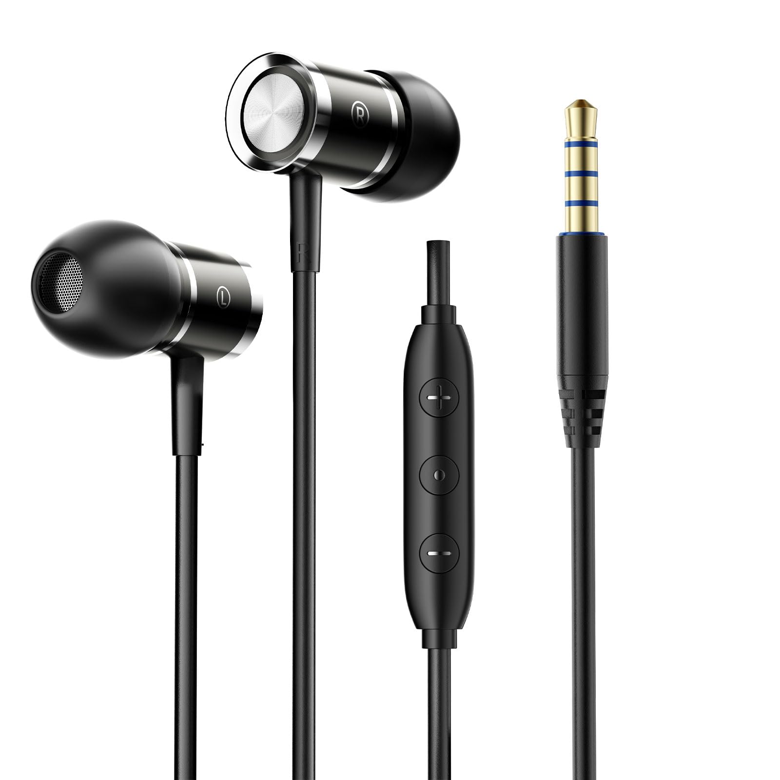 Wired Earbuds with ENC Noise Cancelling Microphone, in Ear Monitor (IEM) Wired Headphones with 3.5mm Jack, HiFi Deep Bass Earphones for iPhone 16/15 Pro Max/PC/Gaming Black