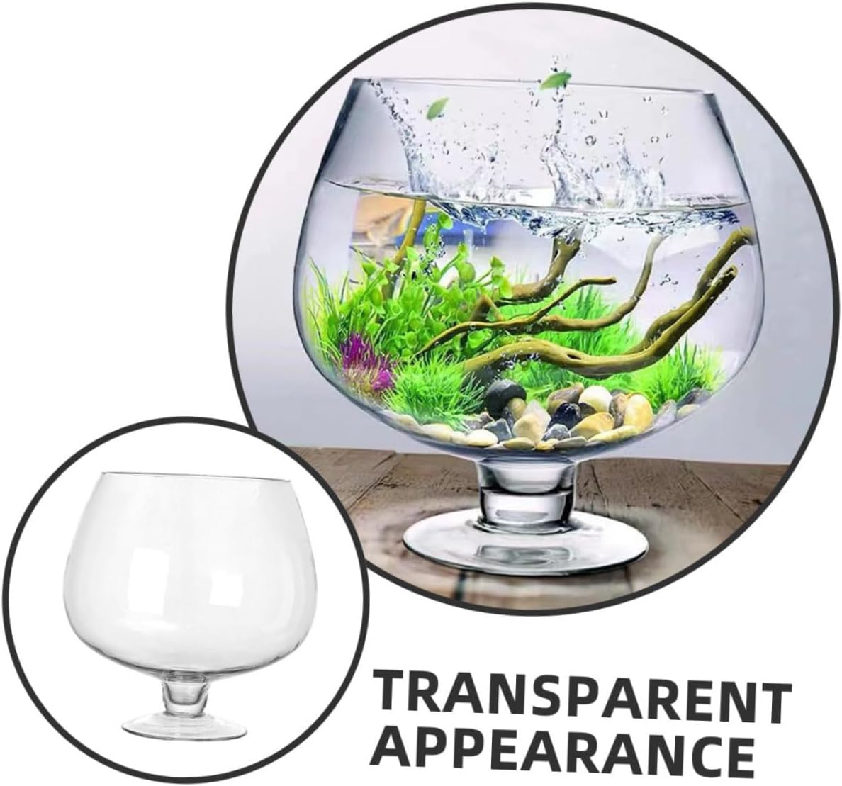 TOYANDONA Glass Goldfish Bowl 5000ml Desktop Aquarium Tank Multi-Function Betta Fish Tank for Office and Home Aquatic Pets
